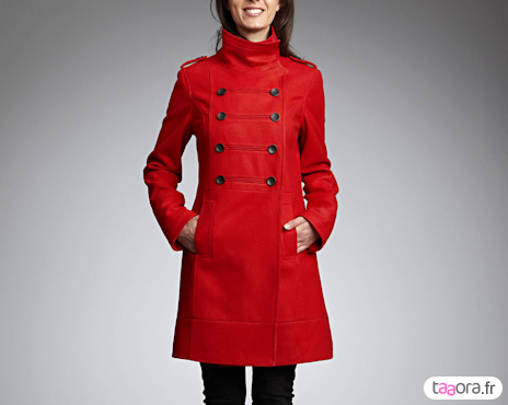 manteau officier rouge femme