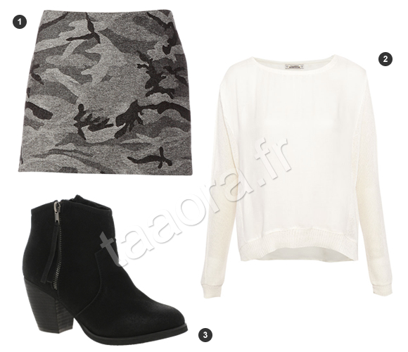 Look militaire jupe camouflage