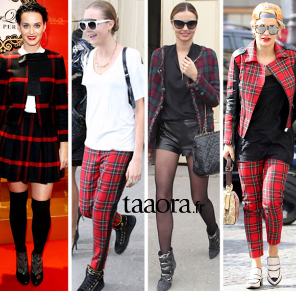 Miranda Kerr, Cara Delevingne, Katy Perry, Rita Ora look tartan