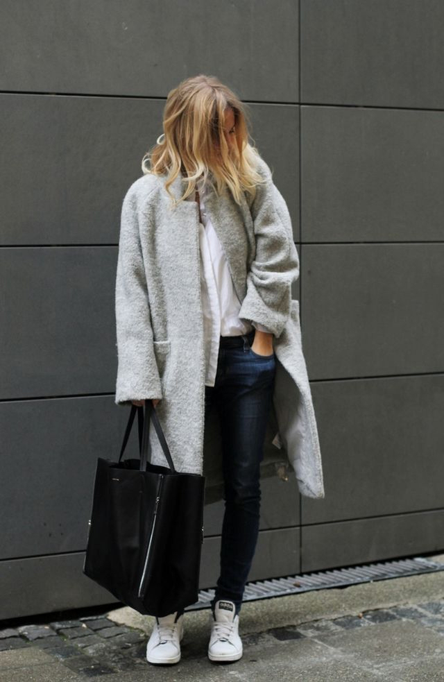 manteau femme hiver gris clair