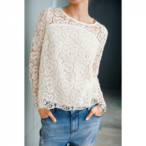 Top Trine En Dentelle Blanche Neige