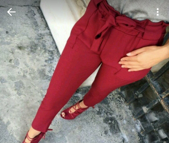 Pantalon rouge à taille haute