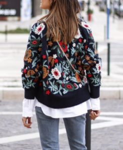Pull Brodé Style Joli - Taille 2 En Crème - Coton Doux