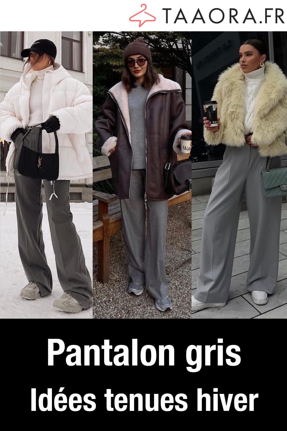 Pantalon gris tenue hiver femme