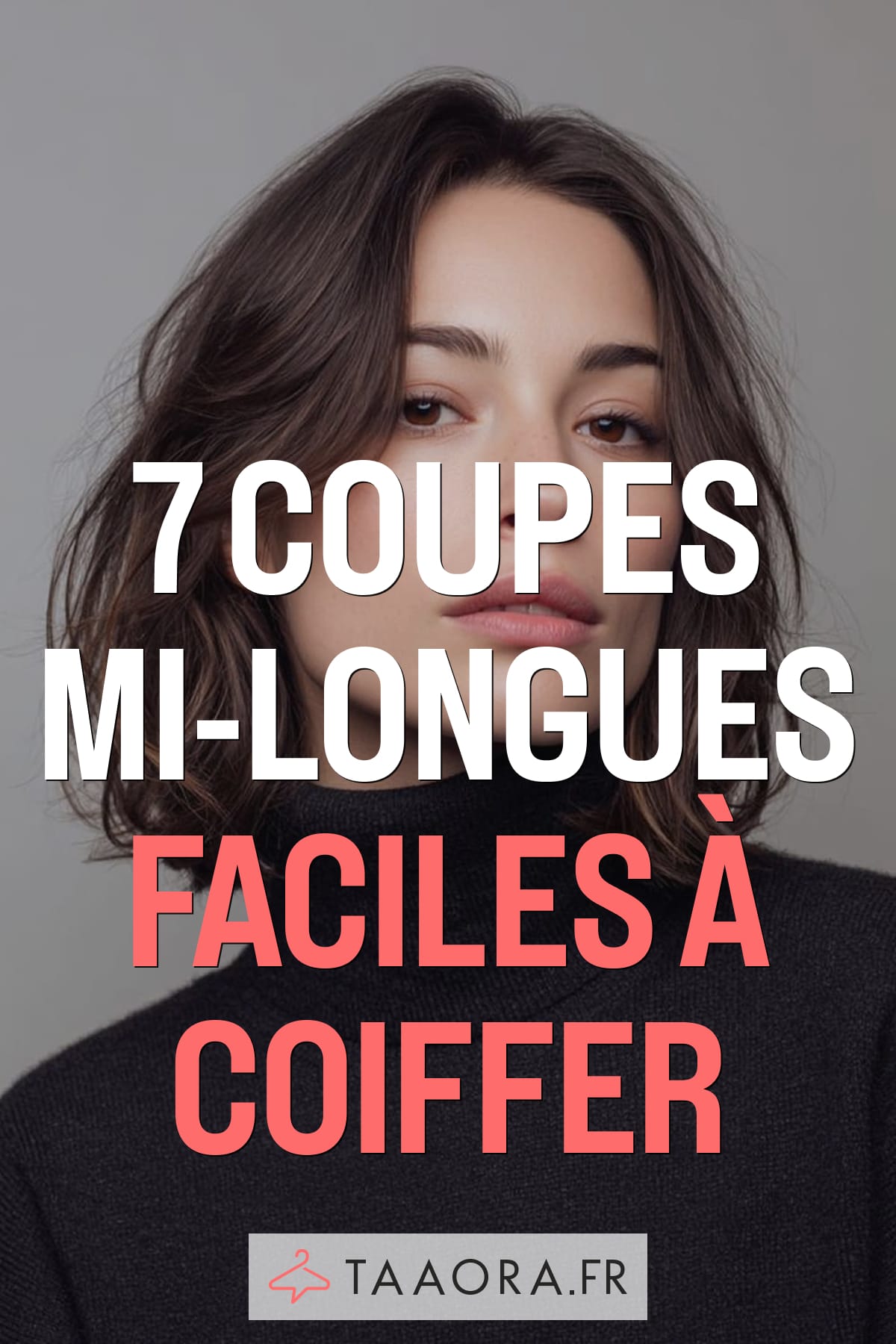 Coiffure mi-longue naturelle avec ondulations souples, illustrant des coupes faciles à coiffer et à entretenir au quotidien