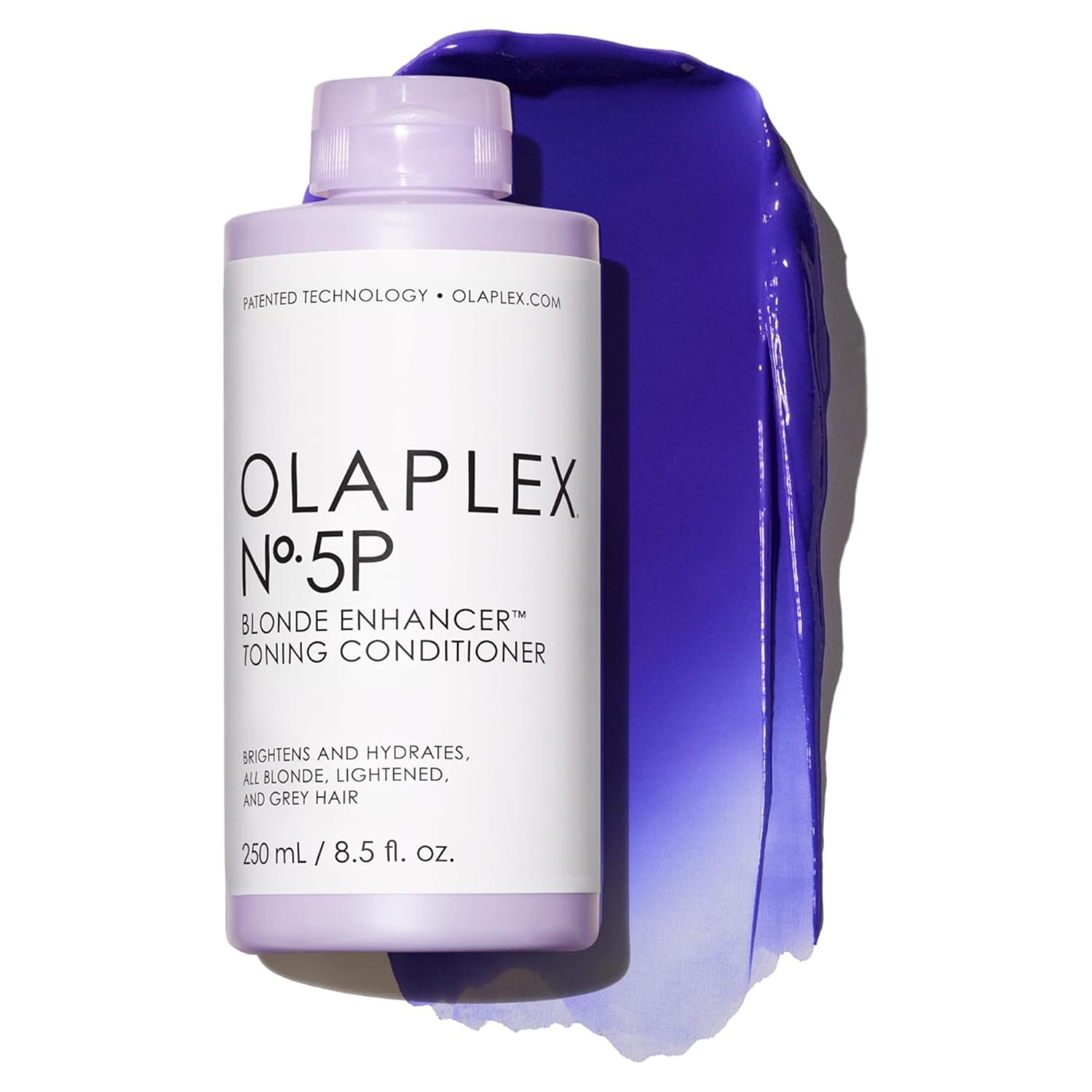 Après-shampooing violet Olaplex N°5P Blonde Enhancer 250ml, soin déjaunissant et hydratant pour cheveux gris et blancs