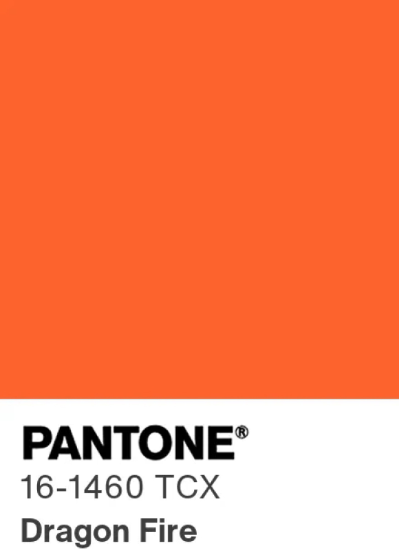 Pantone Dragon Fire 16-1460 : orange vif et flamboyant, couleur 2027